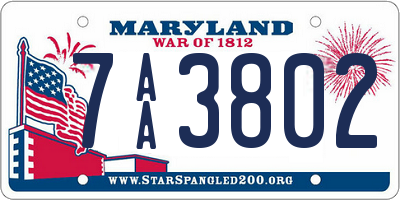 MD license plate 7AA3802