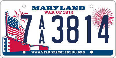 MD license plate 7AA3814