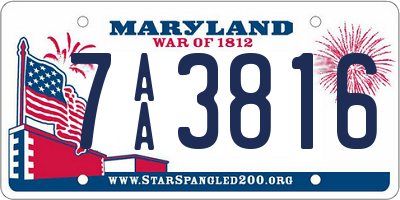 MD license plate 7AA3816