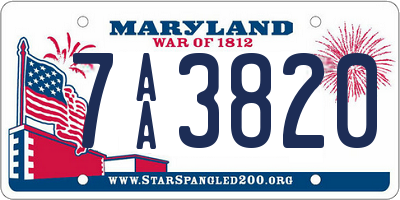 MD license plate 7AA3820