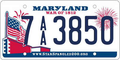 MD license plate 7AA3850