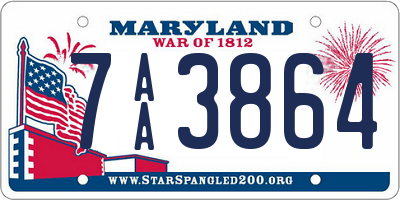 MD license plate 7AA3864