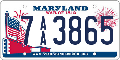 MD license plate 7AA3865