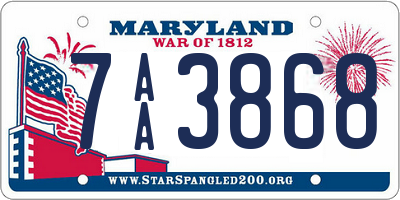 MD license plate 7AA3868