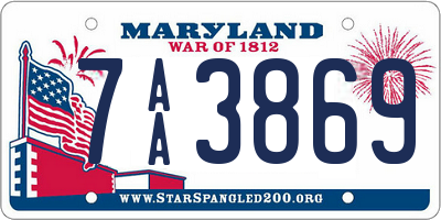 MD license plate 7AA3869