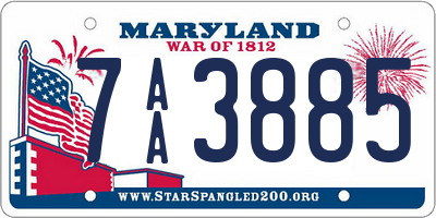 MD license plate 7AA3885