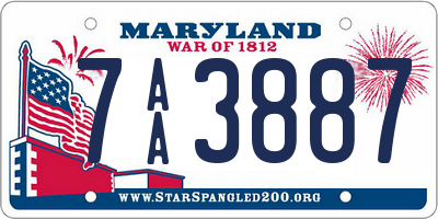 MD license plate 7AA3887