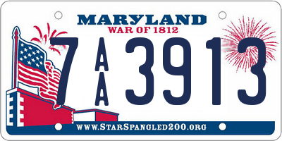 MD license plate 7AA3913