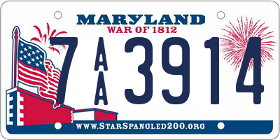 MD license plate 7AA3914