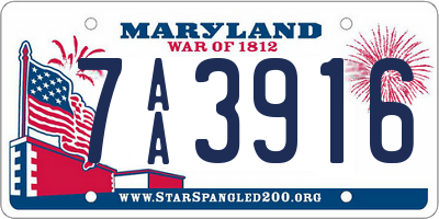 MD license plate 7AA3916