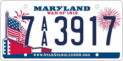 MD license plate 7AA3917
