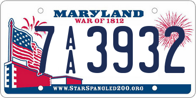 MD license plate 7AA3932