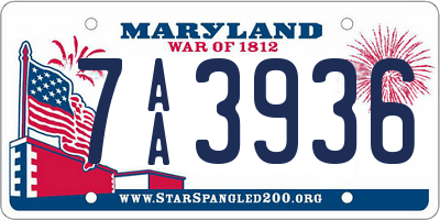 MD license plate 7AA3936