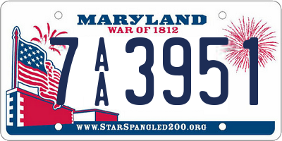 MD license plate 7AA3951