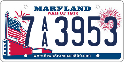 MD license plate 7AA3953