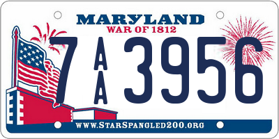 MD license plate 7AA3956