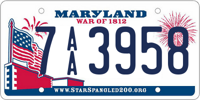 MD license plate 7AA3958