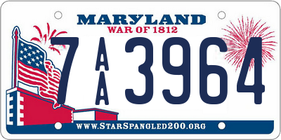 MD license plate 7AA3964