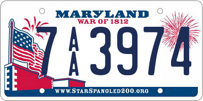 MD license plate 7AA3974