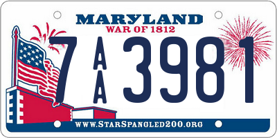 MD license plate 7AA3981