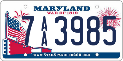 MD license plate 7AA3985