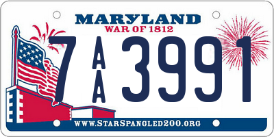MD license plate 7AA3991