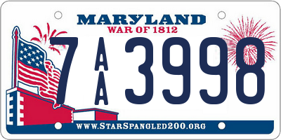 MD license plate 7AA3998