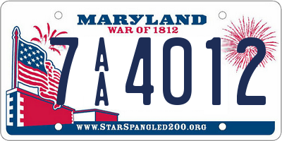 MD license plate 7AA4012