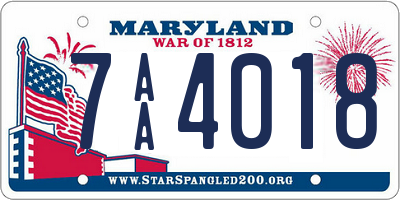 MD license plate 7AA4018