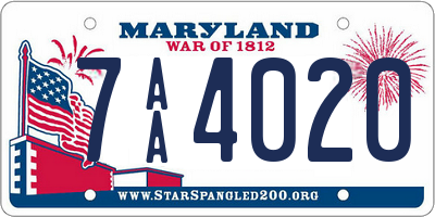 MD license plate 7AA4020