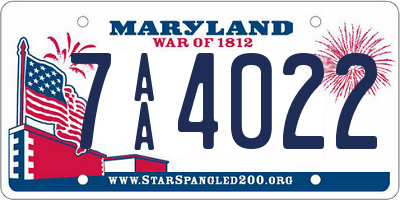 MD license plate 7AA4022
