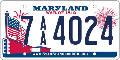 MD license plate 7AA4024