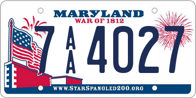 MD license plate 7AA4027