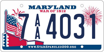 MD license plate 7AA4031