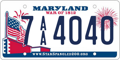 MD license plate 7AA4040