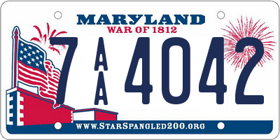 MD license plate 7AA4042