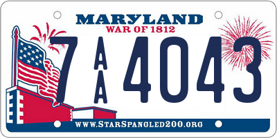 MD license plate 7AA4043