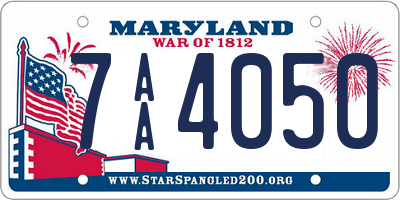 MD license plate 7AA4050
