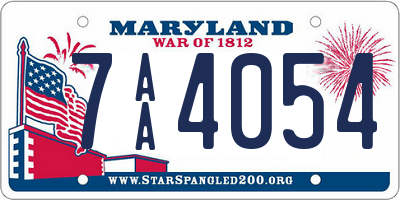 MD license plate 7AA4054