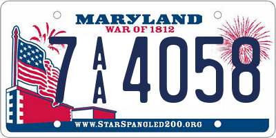 MD license plate 7AA4058