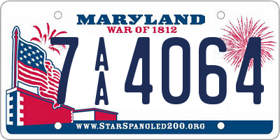 MD license plate 7AA4064