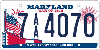 MD license plate 7AA4070