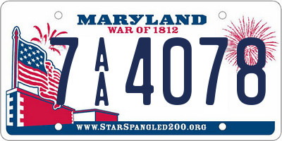 MD license plate 7AA4078