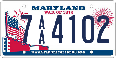 MD license plate 7AA4102