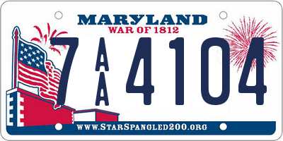 MD license plate 7AA4104