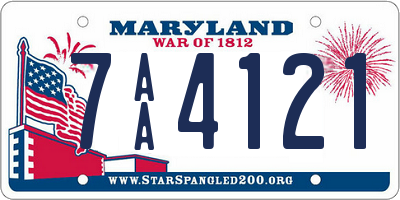 MD license plate 7AA4121