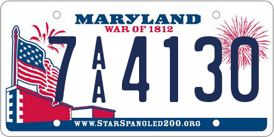 MD license plate 7AA4130