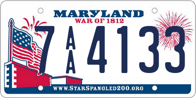 MD license plate 7AA4133