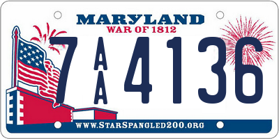 MD license plate 7AA4136