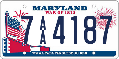 MD license plate 7AA4187